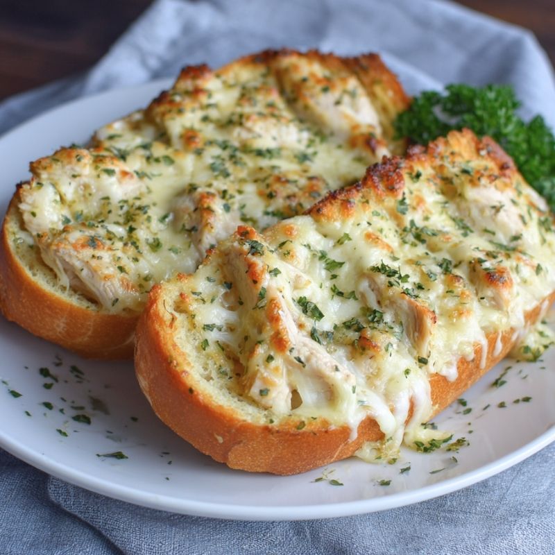 Irresistible Chicken Alfredo Garlic Bread