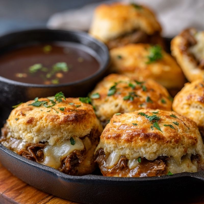 Flaky Baked French Dip Biscuits