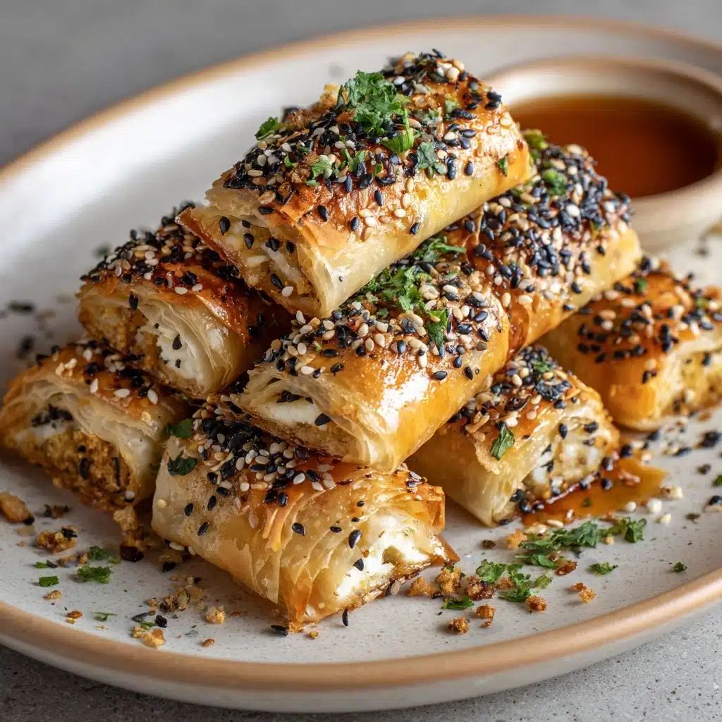 Flaky Oven Fried Feta Rolls With Chili Honey