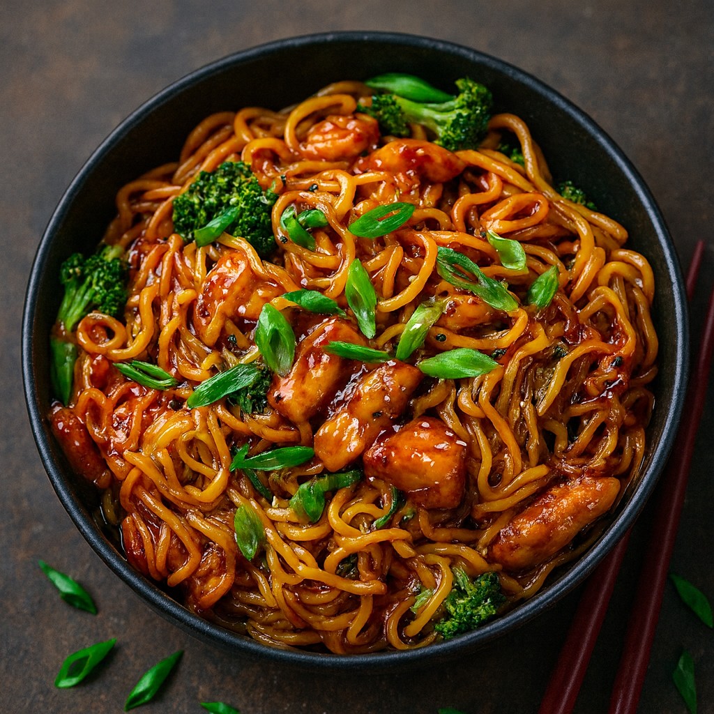 Hearty Garlic Chicken Noodles