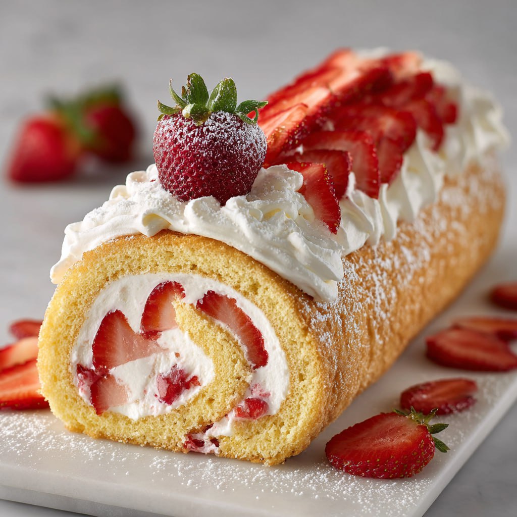 Heavenly Strawberry Cheesecake Roll