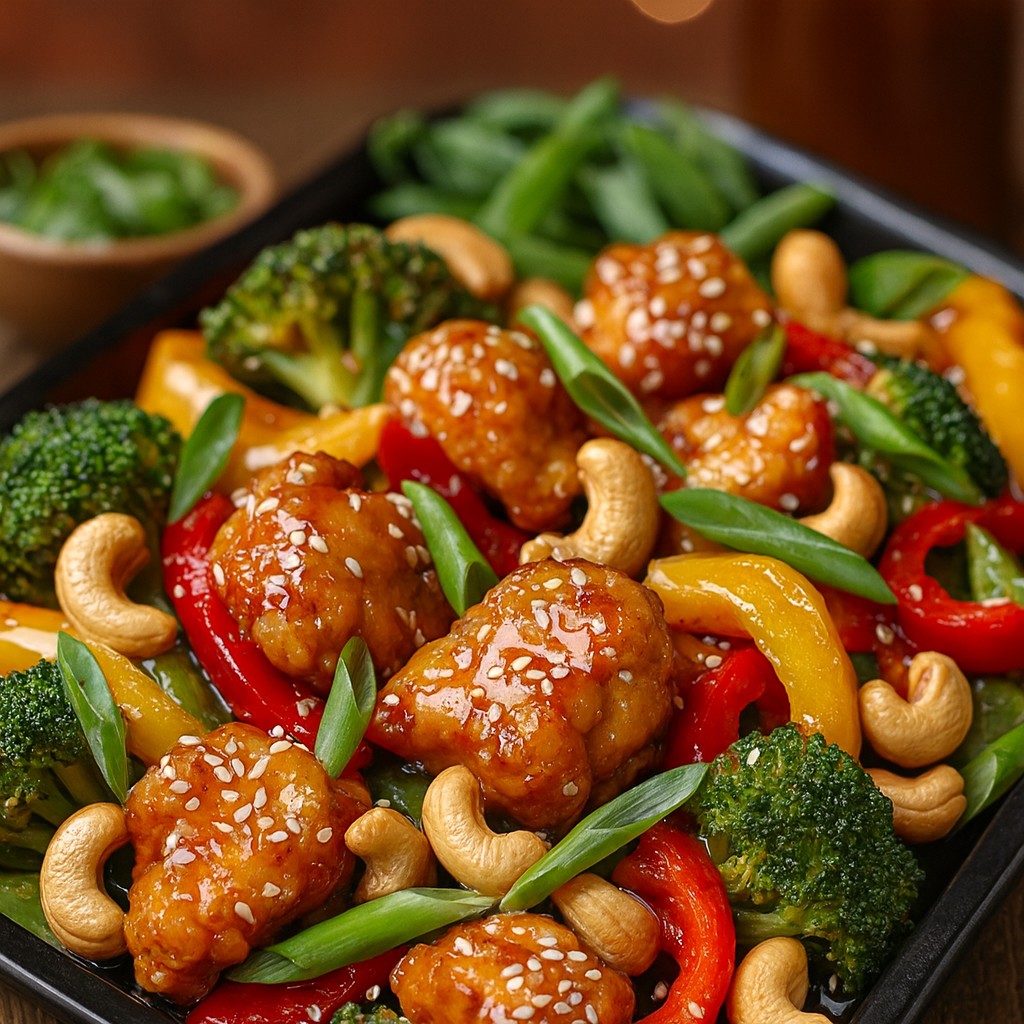 Flavorful Sheet Pan Cashew Chicken