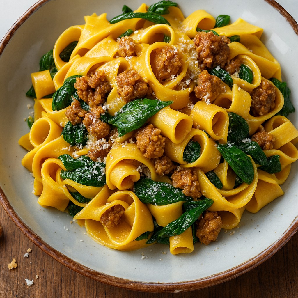 Wholesome Butternut Squash Pasta With Sausage And Spinach