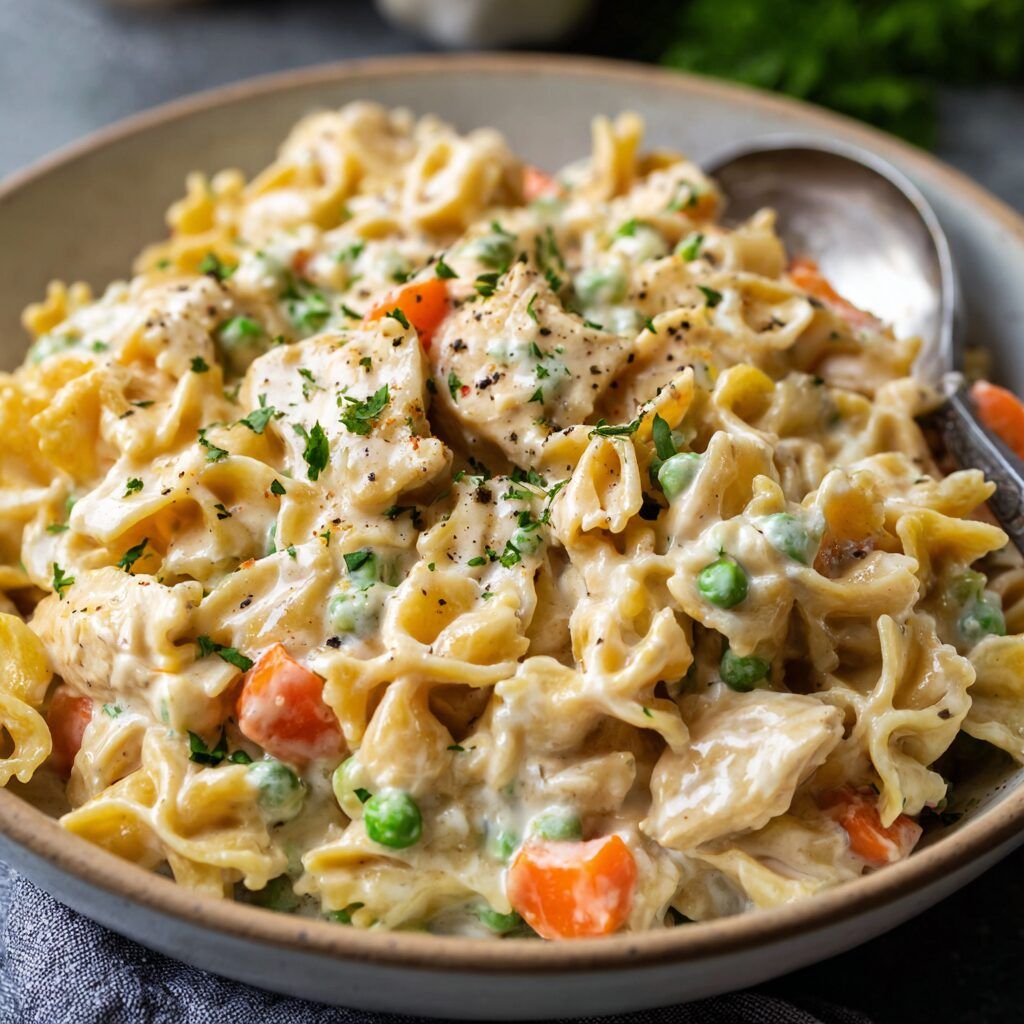 Family-Favorite Creamy Chicken Pot Pie Pasta