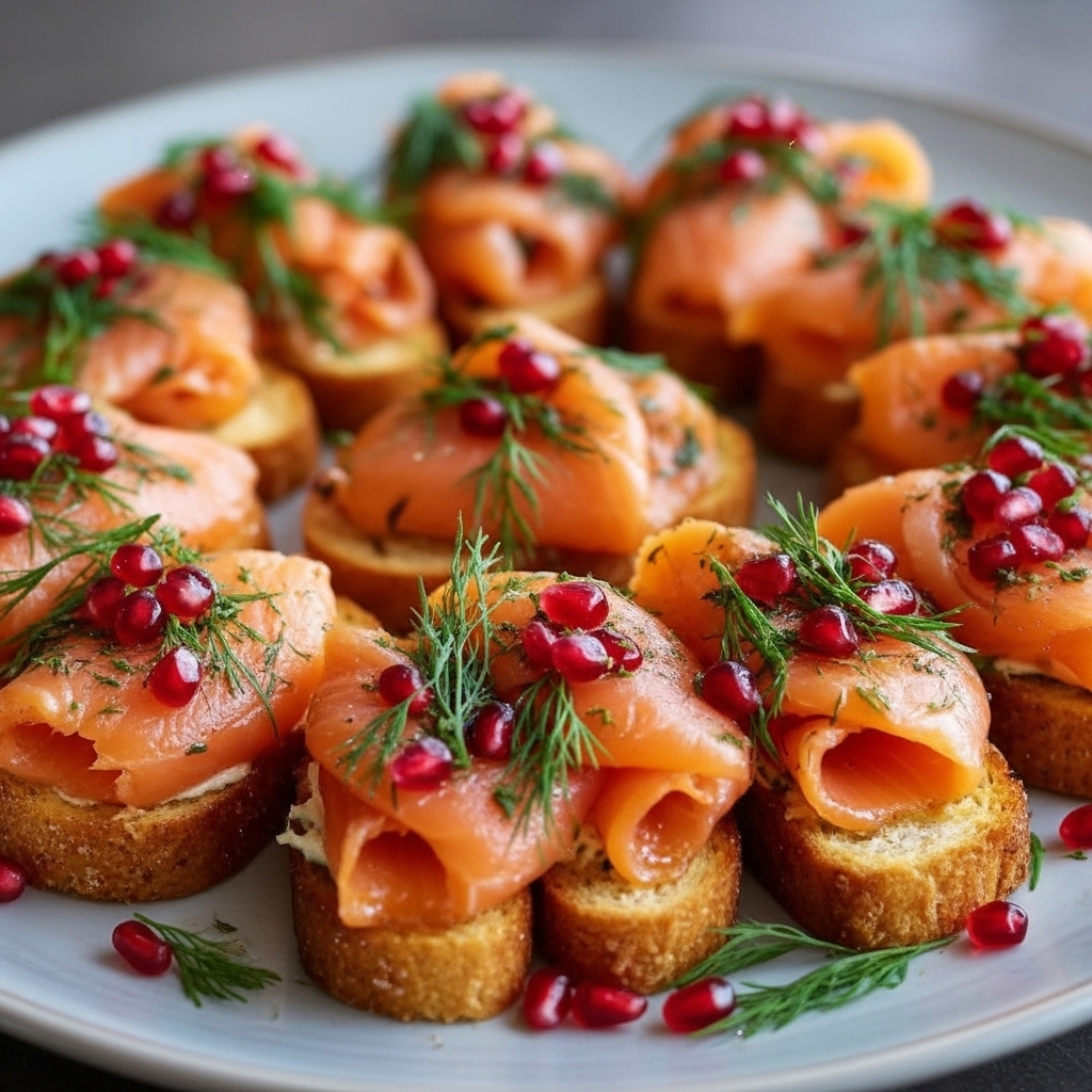 Flavorful Christmas Smoked Salmon Bruschetta Wreath