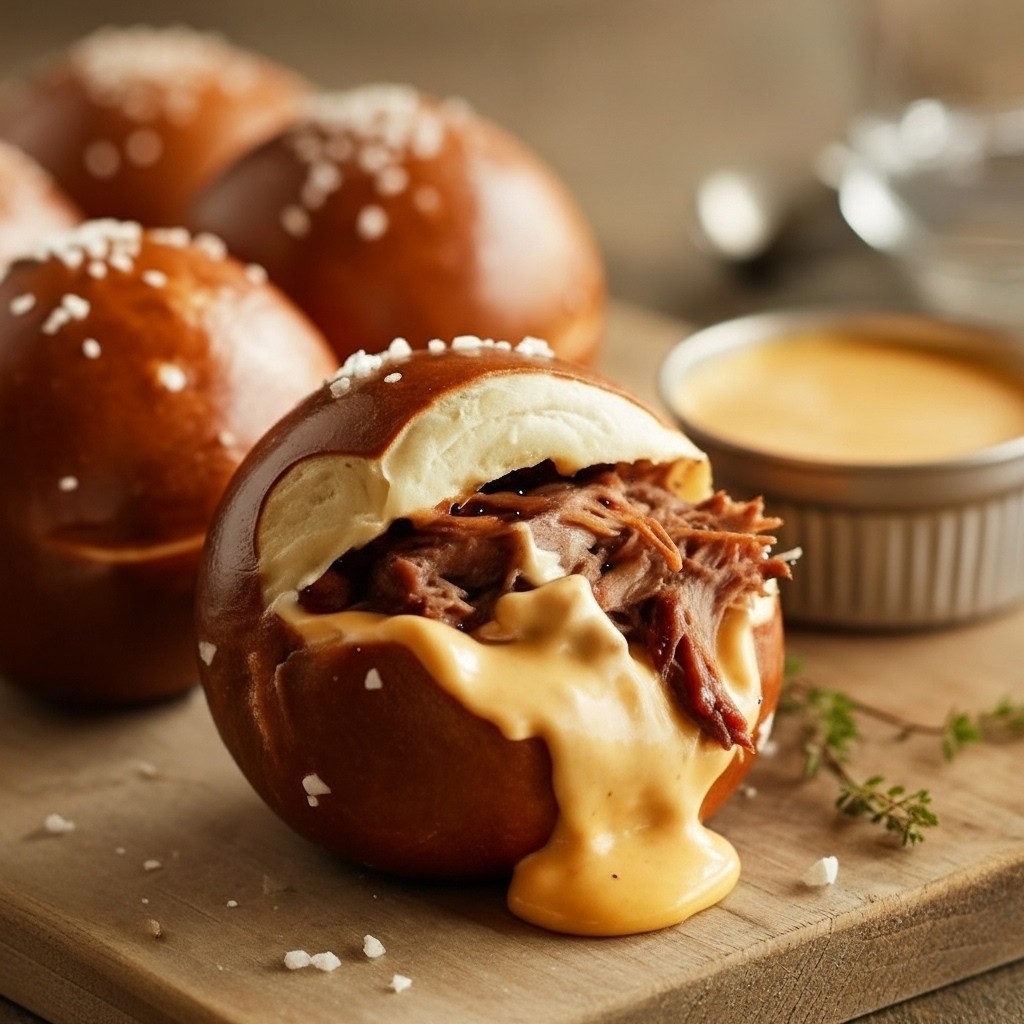 Savory Smoked Brisket And Beer Cheese Pretzel Bombs