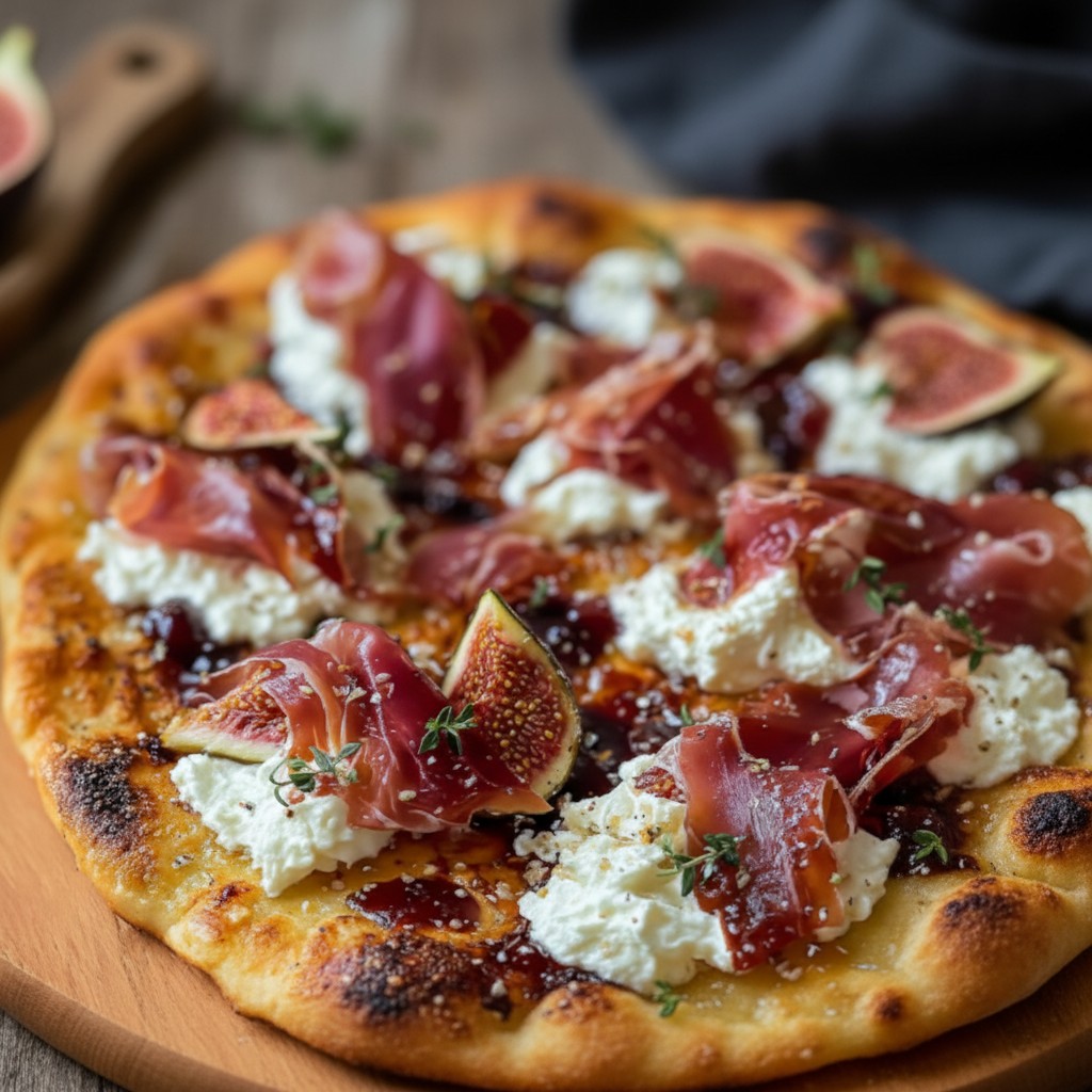 Fig Jam Pizza With Goat Cheese And Prosciutto