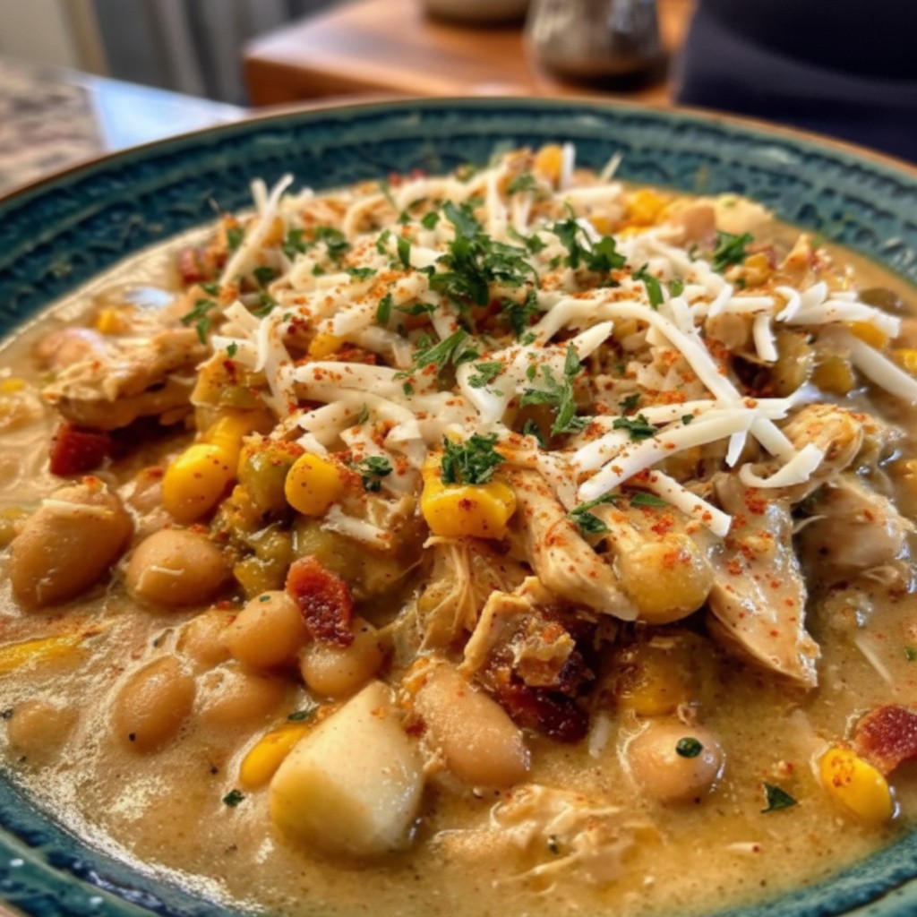 Cozy White Cheddar Apple Chicken Chili