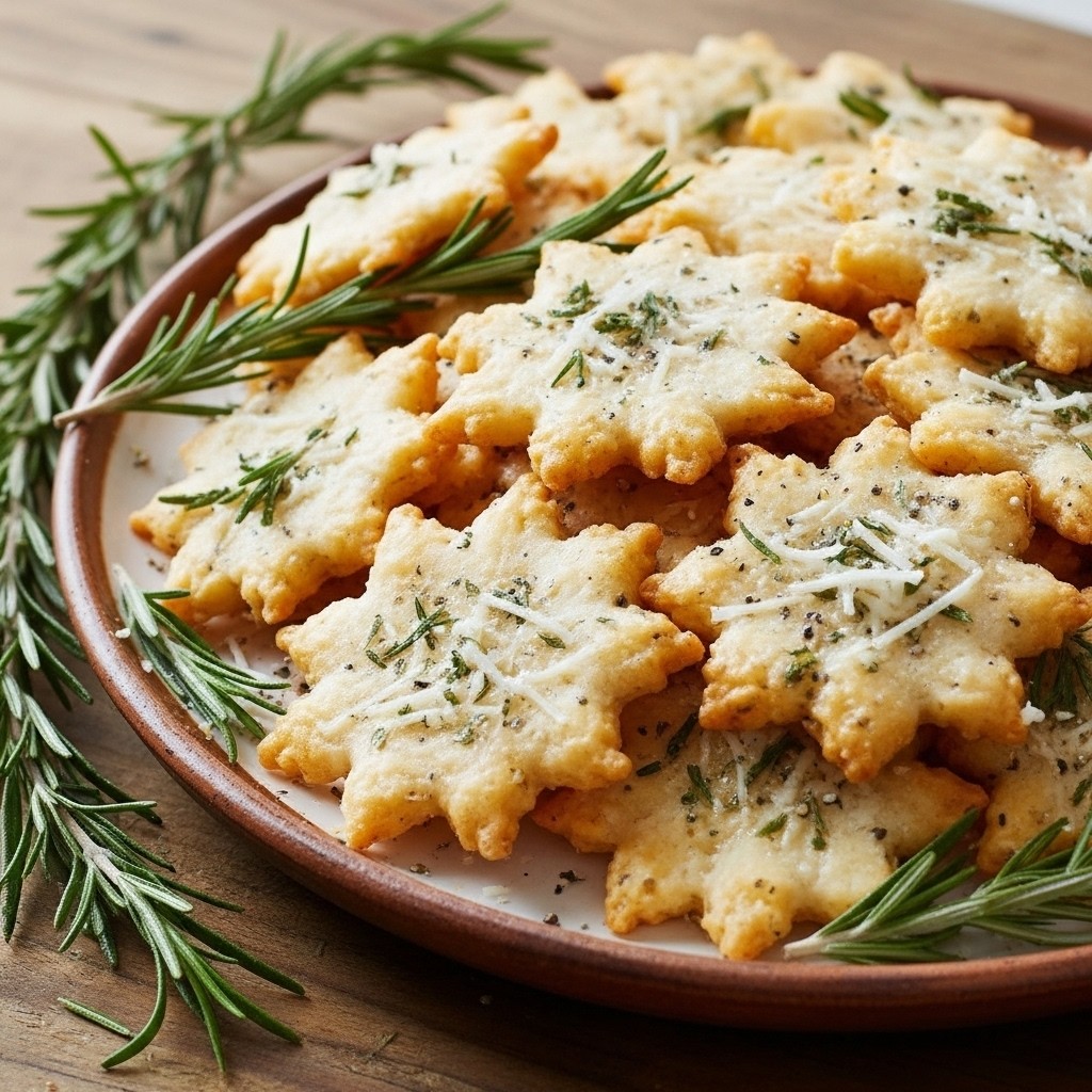Savory Rosemary-Parmesan Snowflake Cookies