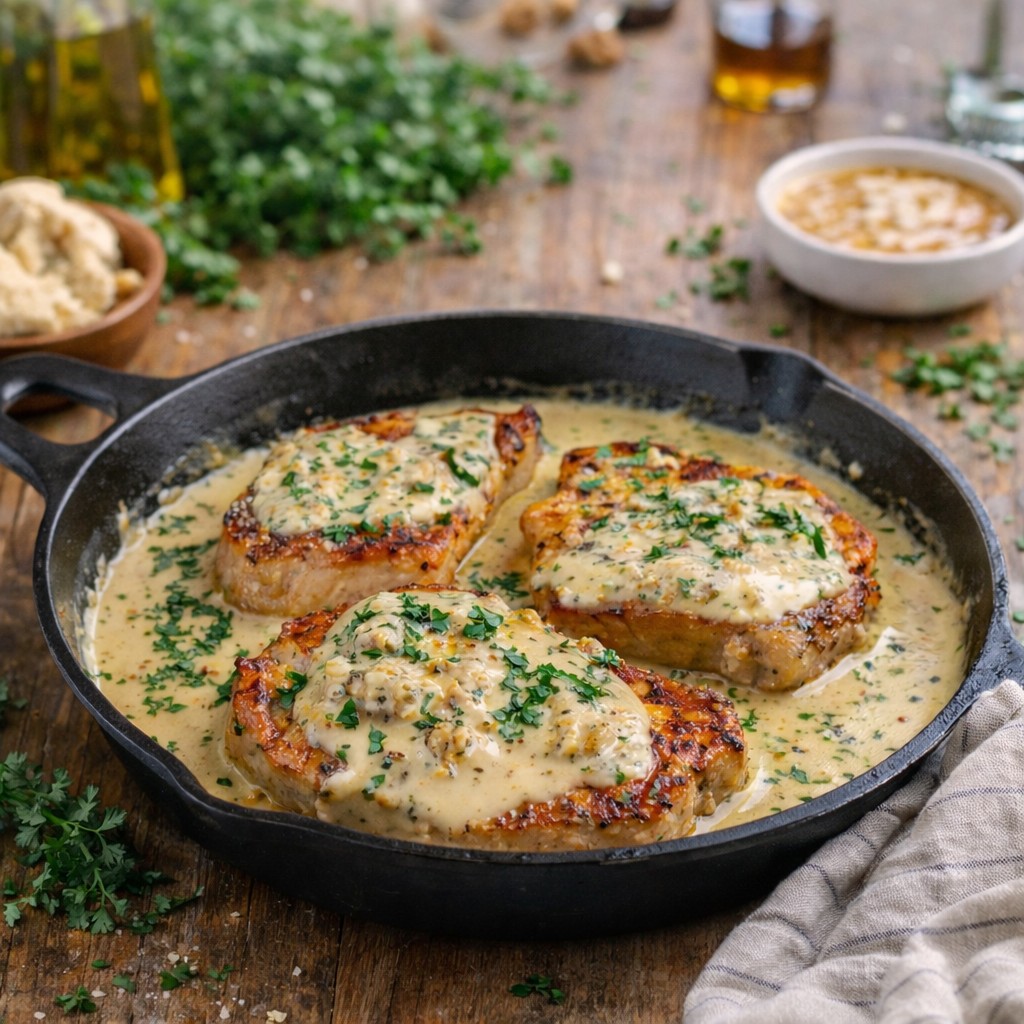 Easy Boursin Pork Chops