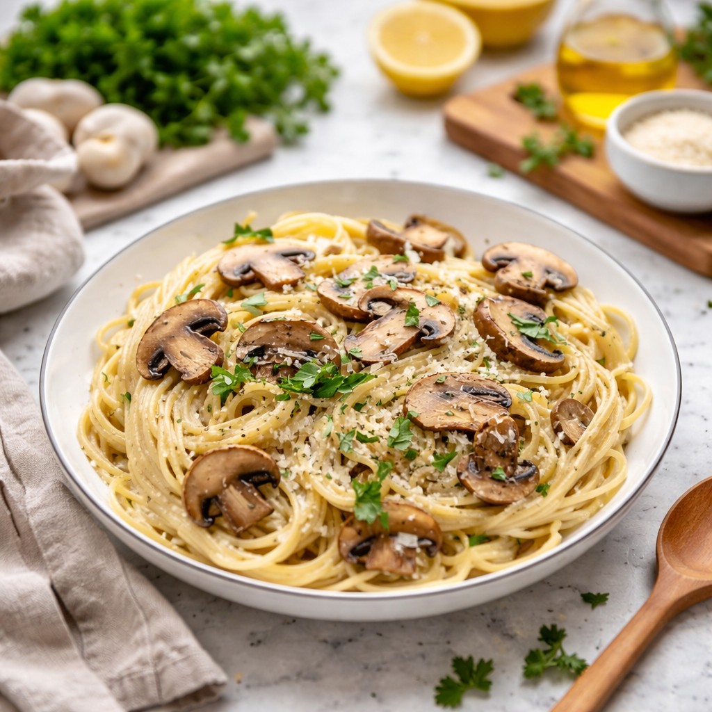 Savory Mushroom And Garlic Spaghetti